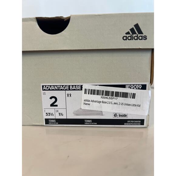 Adidas Advantage Base 2.0 Kids' Shoes White Green Size 2 - Picture 8 of 8